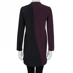 Pre Owned Victoria Victoria Beckham Two Tone Printed Silk Long Sleeve Tunic S