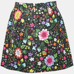 Pre Owned Victoria Victoria Beckham Black Floral Printed Pleated Skirt S
