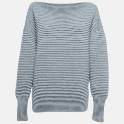 Grey Ribbed Knit Sweater