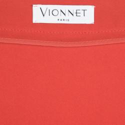 Pre Owned Vionnet Coral Red Layered Maxi Skirt M
