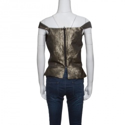 Vivienne Westwood Anglomania Dull Gold Jacquard Off Shoulder Apache Top M