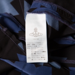 Vivienne Westwood Anglomania Blue and Black Printed Draped Asymmetric Dress M