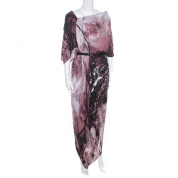 Vivienne Westwood Anglomania Multicolor Printed Draped Asymmetric Belted Dress M