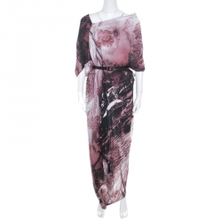 Vivienne Westwood Anglomania Multicolor Printed Draped Asymmetric Belted Dress M