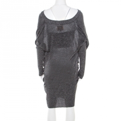 Vivienne Westwood Anglomania Metallic Grey Draped Sweater Dress M
