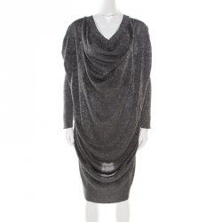 Vivienne Westwood Anglomania Metallic Grey Draped Sweater Dress M
