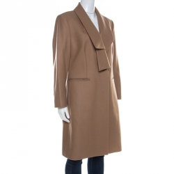 Vivienne Westwood Red Label Camel Brown Felt Wool Pleated Lapel Long Coat L