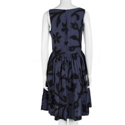 Pre Owned Vivienne Westwood Anglomania Navy Blue Checkered Floral Printed Sleeveless Dress M