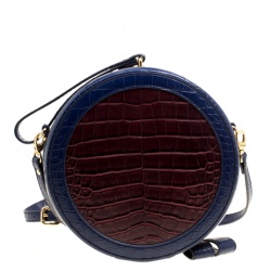 Pre Owned Vivienne Westwood Red/Blue Croc Embossed Leather Round Crossbody Bag