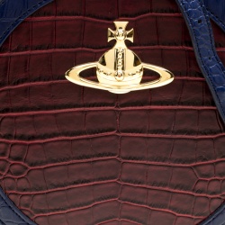 Pre Owned Vivienne Westwood Red/Blue Croc Embossed Leather Round Crossbody Bag