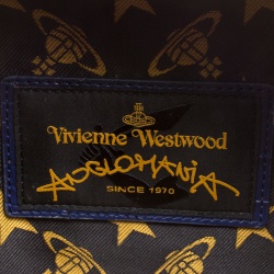 Pre Owned Vivienne Westwood Red/Blue Croc Embossed Leather Round Crossbody Bag