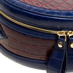 Pre Owned Vivienne Westwood Red/Blue Croc Embossed Leather Round Crossbody Bag