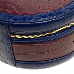 Pre Owned Vivienne Westwood Red/Blue Croc Embossed Leather Round Crossbody Bag