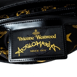 Pre Owned Vivienne Westwood Black Snakeskin Embossed Leather Frilly Shoulder Bag