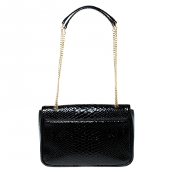 Pre Owned Vivienne Westwood Black Snakeskin Embossed Leather Frilly Shoulder Bag