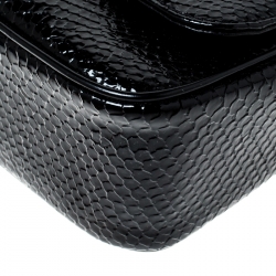 Pre Owned Vivienne Westwood Black Snakeskin Embossed Leather Frilly Shoulder Bag