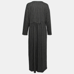 Weekend Max Mara Grey & Black Checked Fleece Maxi Dress XL