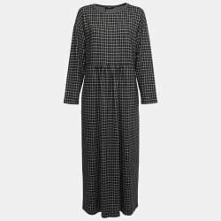 Weekend Max Mara Grey & Black Checked Fleece Maxi Dress XL