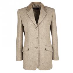 Weekend Max Mara Beige Wool Chevron Pattern Suit M
