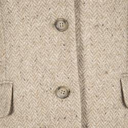 Weekend Max Mara Beige Wool Chevron Pattern Suit M