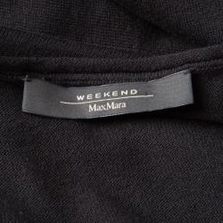 Pre Owned Weekend Max Mara Black Silk Cotton Knit Ribbed Hem Top XL
