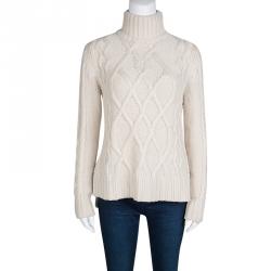 Weekend Max Mara Beige Chunky Knit Turtle Neck Eden Sweater M