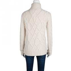 Weekend Max Mara Beige Chunky Knit Turtle Neck Eden Sweater M