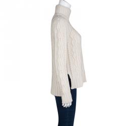 Weekend Max Mara Beige Chunky Knit Turtle Neck Eden Sweater M