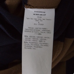 Pre Owned Weekend Max Mara Navy Blue and Brown Striped Short Sleeve Sweater Dress L