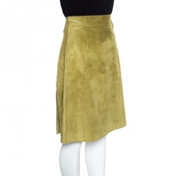 Pre Owned Weekend Max Mara Green Suede Slit Detail Skirt S