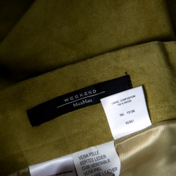 Pre Owned Weekend Max Mara Green Suede Slit Detail Skirt S
