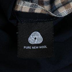 Pre Owned Weekend Max Mara Navy Blue & Checked Paneled Wool Belted Dress M