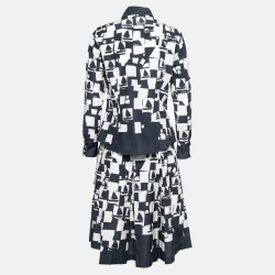 Pre Owned Weekend Max Mara Blue Printed Silk Blend Shirt & Skirt Set M