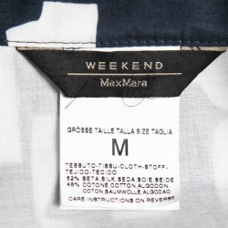 Pre Owned Weekend Max Mara Blue Printed Silk Blend Shirt & Skirt Set M