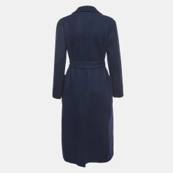 Pre Owned Weekend Max Mara Navy Blue Wool Belted Coat S