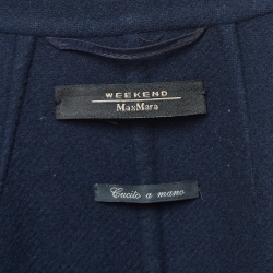 Pre Owned Weekend Max Mara Navy Blue Wool Belted Coat S