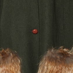 Weekend Max Mara Green Wool & Fur Trimmed Cape Coat M