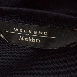 Pre Owned Weekend Max Mara Navy Blue Knit Waist Tie Detail Pleated Maxi Dress XS