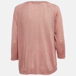 Pre Owned Weekend Max Mara Metallic Pink Lurex Knit Crew Neck Sweatshirt M