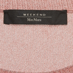 Pre Owned Weekend Max Mara Metallic Pink Lurex Knit Crew Neck Sweatshirt M