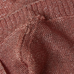Pre Owned Weekend Max Mara Metallic Pink Lurex Knit Crew Neck Sweatshirt M