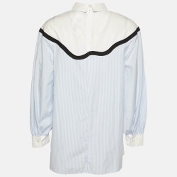 Pre Owned Weekend Max Mara Blue Striped Cotton Top M