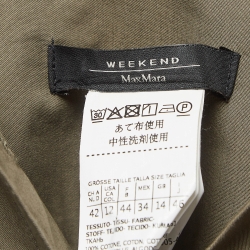 Pre Owned Weekend Max Mara Green Cotton Belted Long Coat L