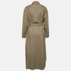Pre Owned Weekend Max Mara Green Cotton Belted Long Coat L