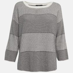 Weekend Max Mara Monochrome Patterned Knit Long Sleeve Sweatshirt M