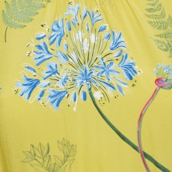 Pre Owned Weekend Max Mara Yellow Medusa Printed Silk Belted Midi Dress S