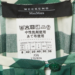 Pre Owned Weekend Max Mara Green Gingham Check Cotton Midi Dress M