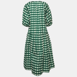 Pre Owned Weekend Max Mara Green Gingham Check Cotton Midi Dress M