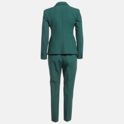 Pre Owned Weekend Max Mara Green Stretch Crepe Pants Suit S/M