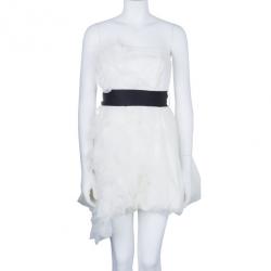 White by Vera Wang Strapless Short Organza Ruffle Wedding Dress M